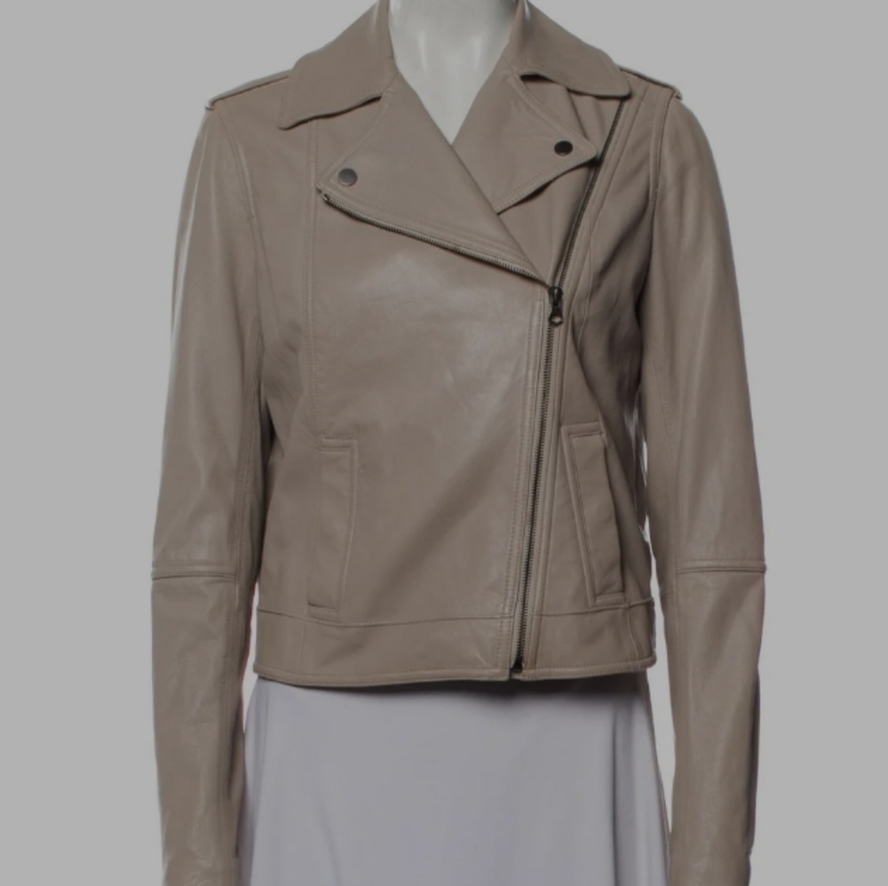 NWOT VINCE lamb leather nude moto jacket